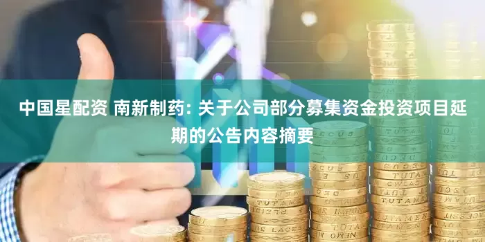 中国星配资 南新制药: 关于公司部分募集资金投资项目延期的公告内容摘要